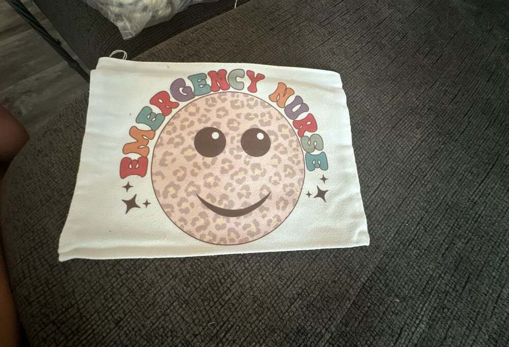 Emergency Nurse Canvas Makeup Pouch Bag Leopard Smiley Face